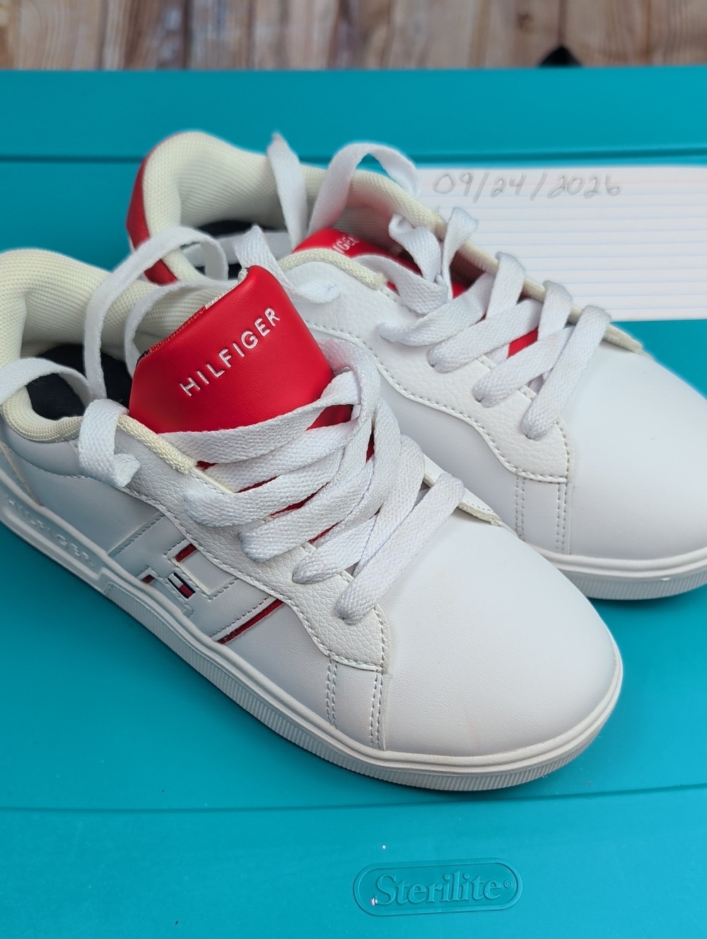 Tommy Hilfiger White Sneakers with Red Accents for Kids 3